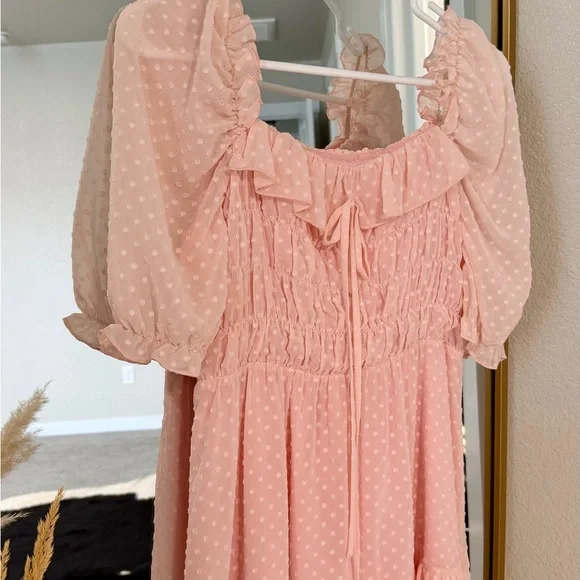 Just Me Pink Midi Dress - Picture 2 of 5